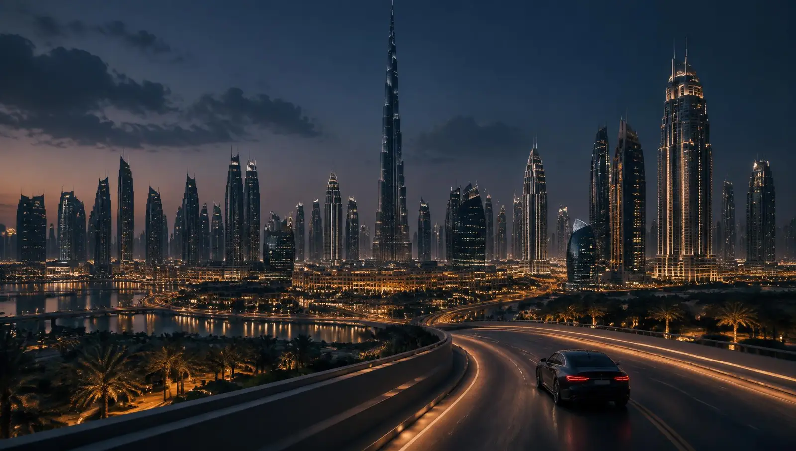 Dubai skyline at dusk